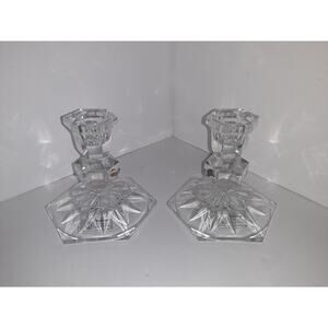 Beautiful Pair of Towle 24% Lead Crystal Candlesticks Austria 3"